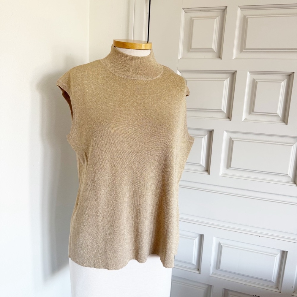 NWT Coldwater Creek Gold Sleeveless Knit Top High Neck Mock Turtleneck Size 1X - Picture 11 of 14